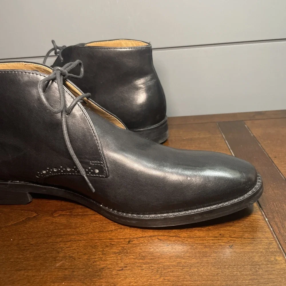 Cole Haan Graydon Chukka Boots Men 7.5  M Black Leather Lace Up 9.5 women NWOB
